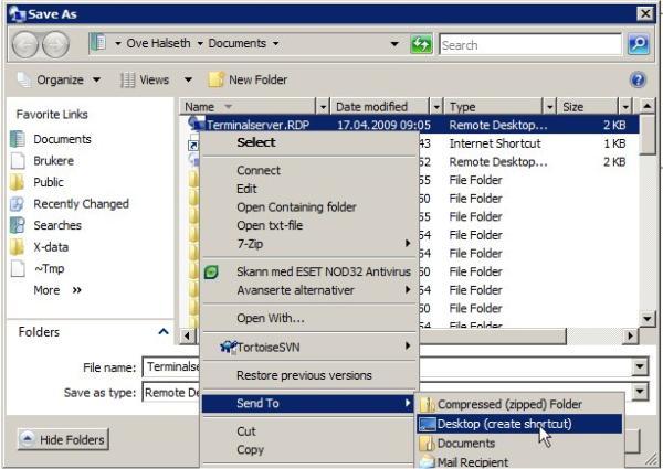 mstsc 06 lag snarvei